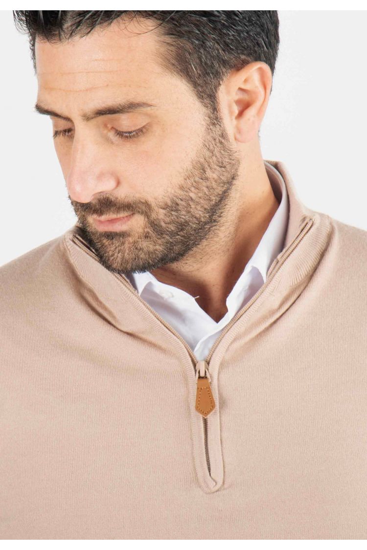 Pull homme col camioneur beige - Touché cachemire