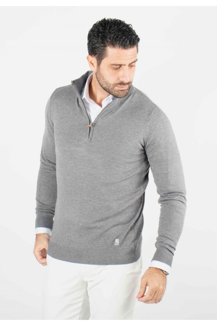 Pull homme col camioneur anthracite - Touché cachemire