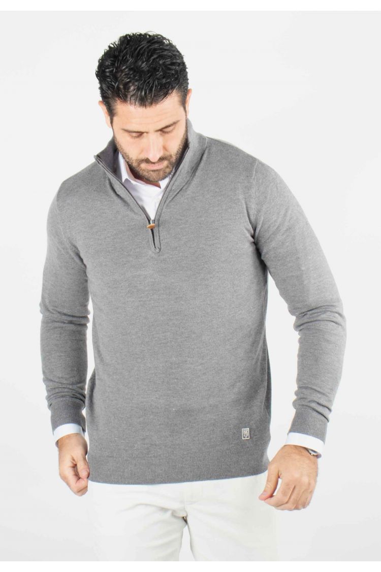 Pull homme col camioneur anthracite - Touché cachemire