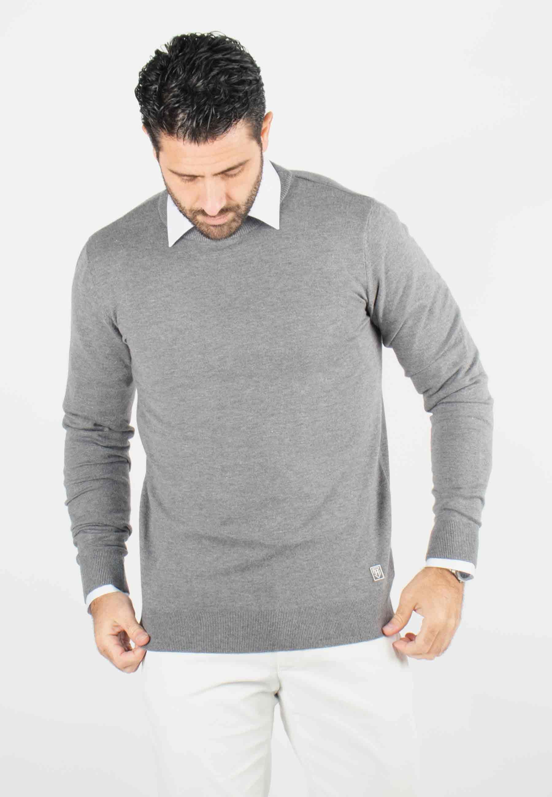 Pull homme col rond anthracite - Touché cachemire