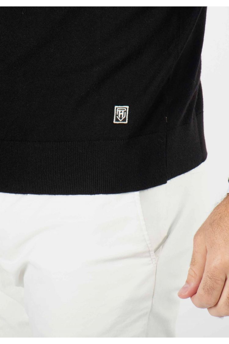 Pull homme col rond noir - Touché cachemire