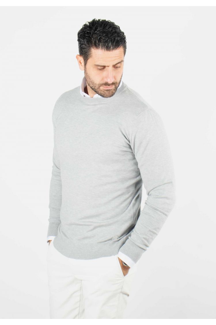Pull homme col rond gris - Touché cachemire