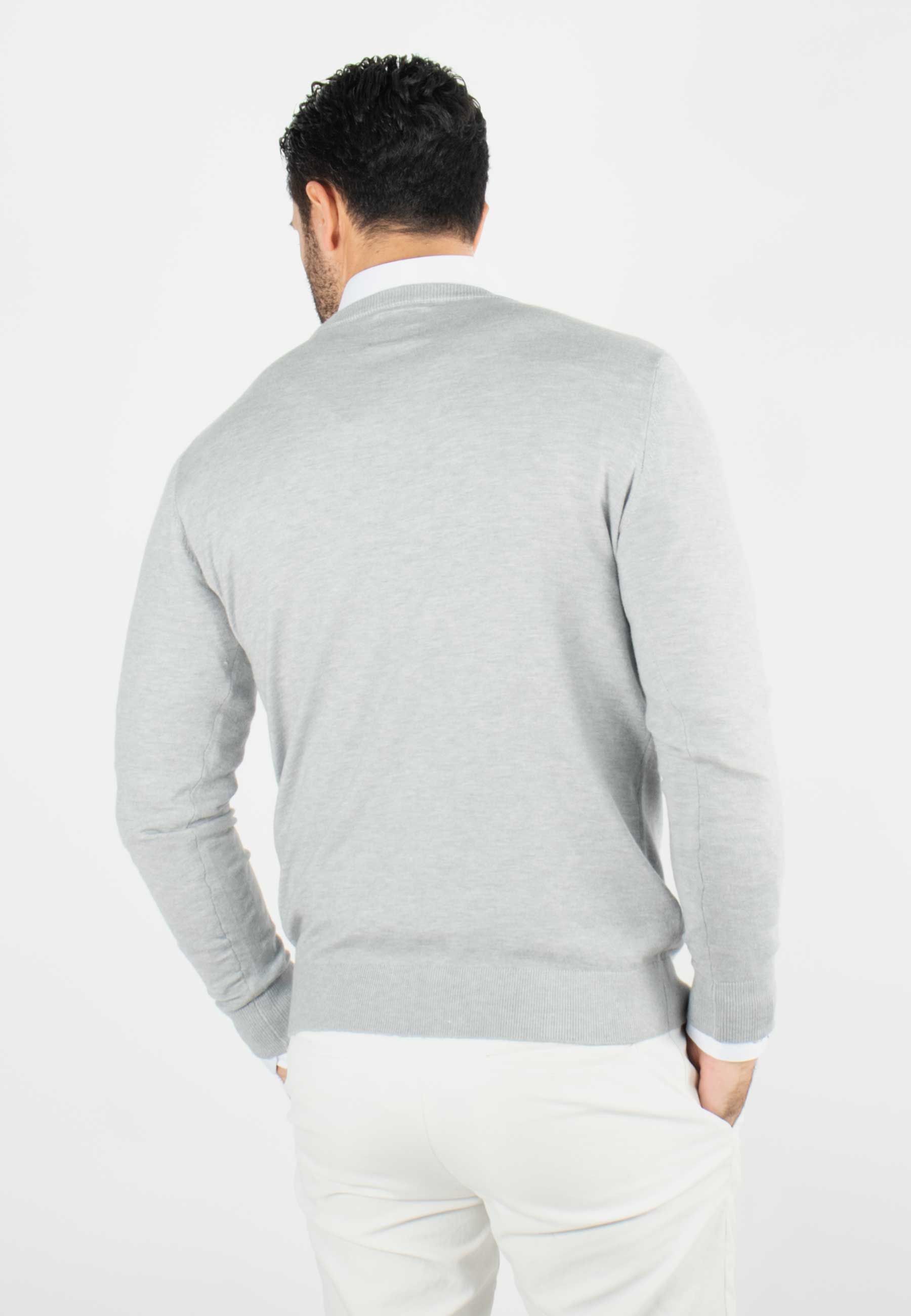 Pull homme col rond gris - Touché cachemire