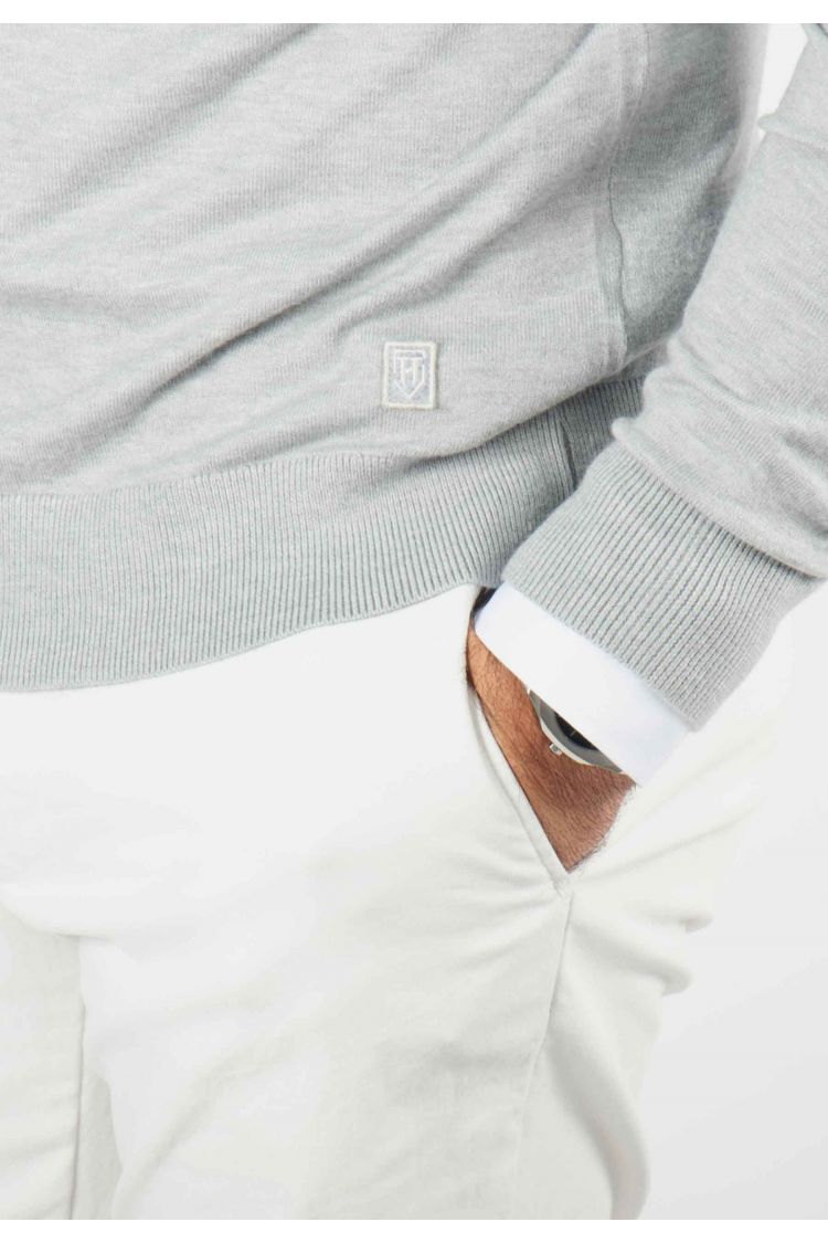 Pull homme col rond gris - Touché cachemire