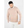 Pull homme col rond beige - Touché cachemire