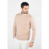 Pull homme col rond beige - Touché cachemire