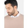 Pull homme col rond beige - Touché cachemire