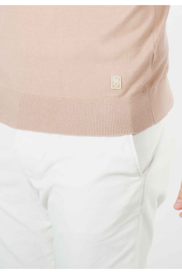 Pull homme col rond beige - Touché cachemire