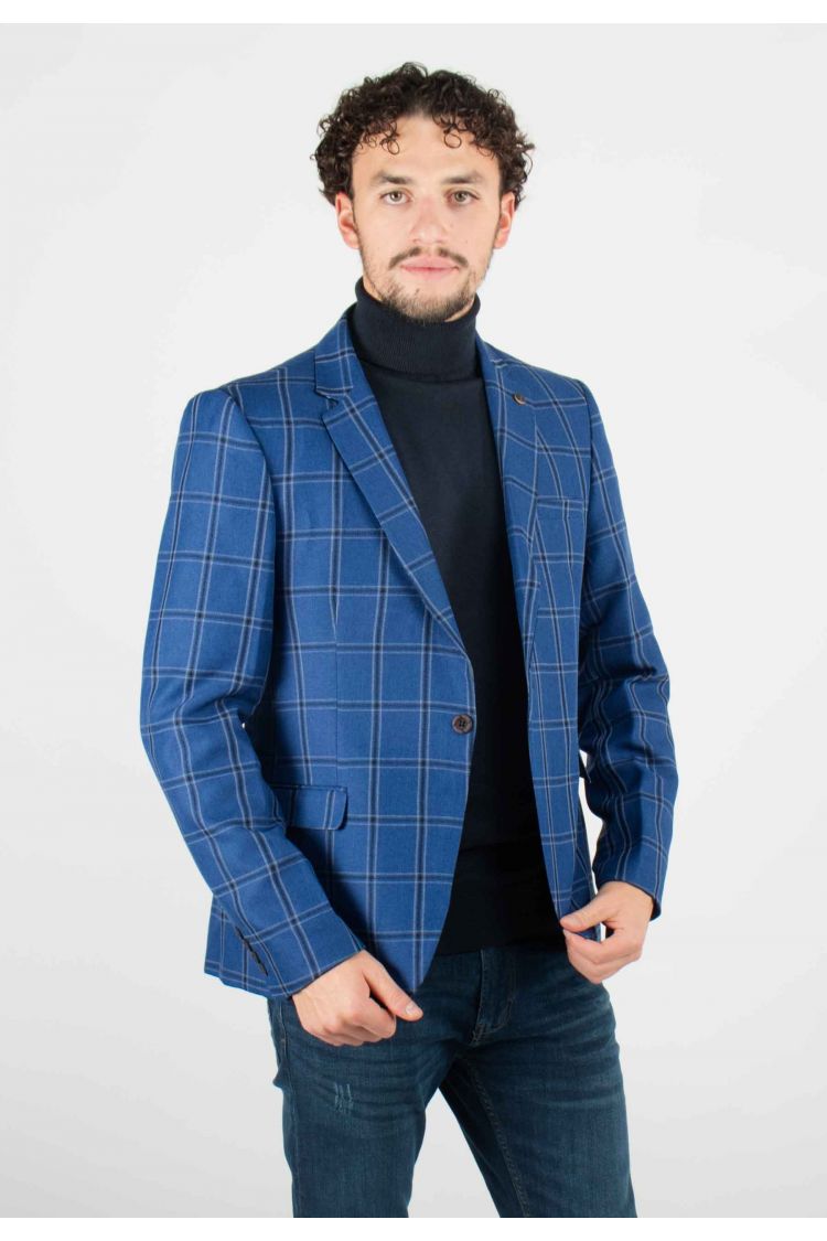 Veste de costume Homme à Carreaux Bleu
