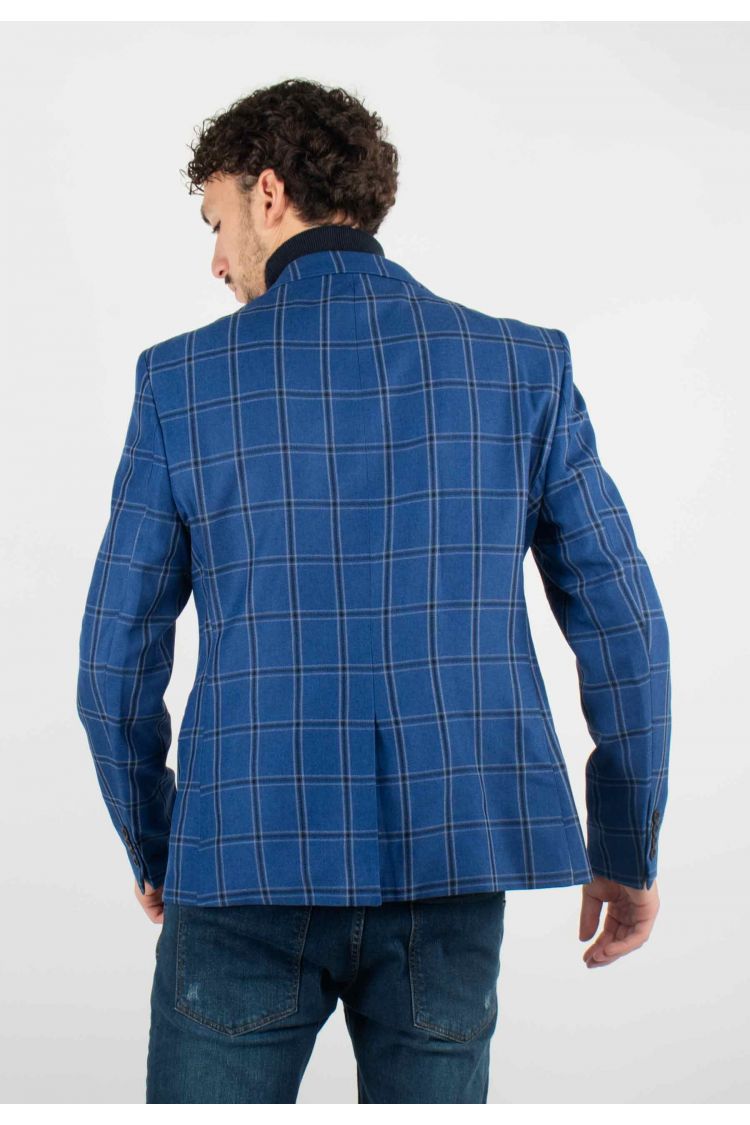 Veste de costume Homme à Carreaux Bleu