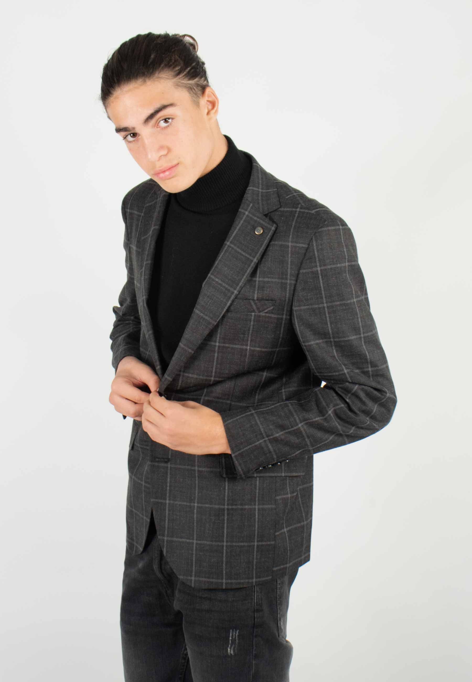 Veste de costume Homme à carreaux gris foncé