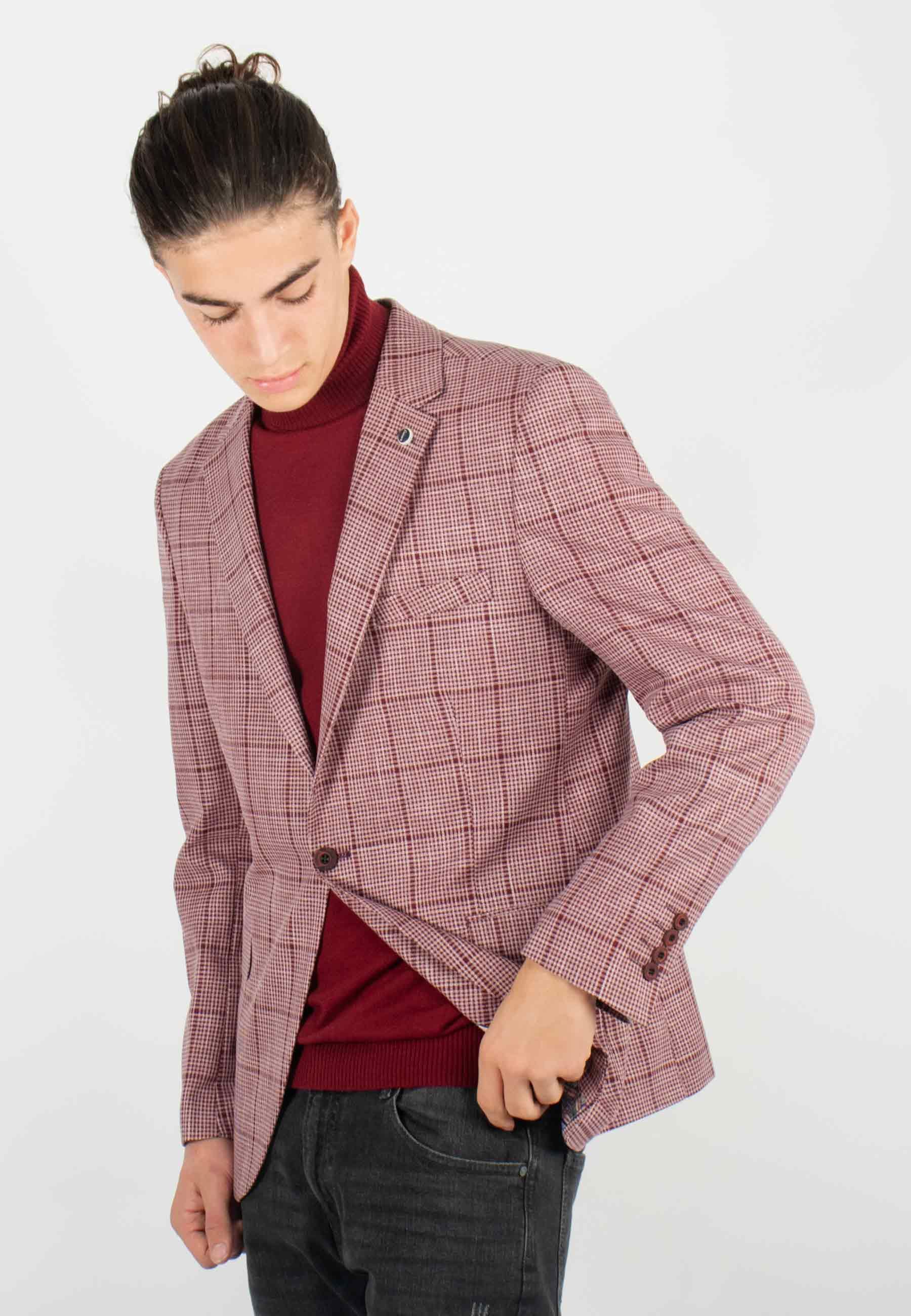 Veste de costume Homme Rouge à Carreaux