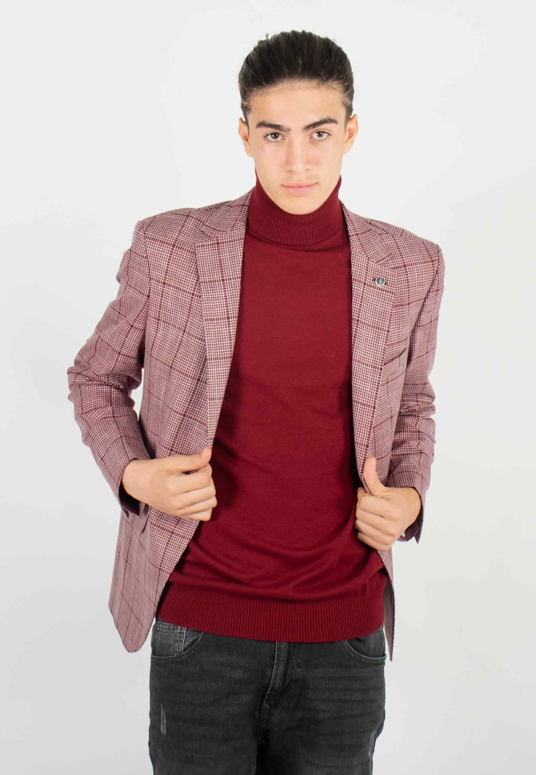 Veste de costume Homme Rouge à Carreaux