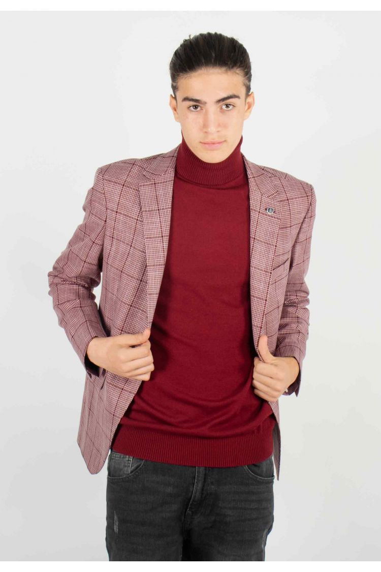 Veste de costume Homme Rouge à Carreaux