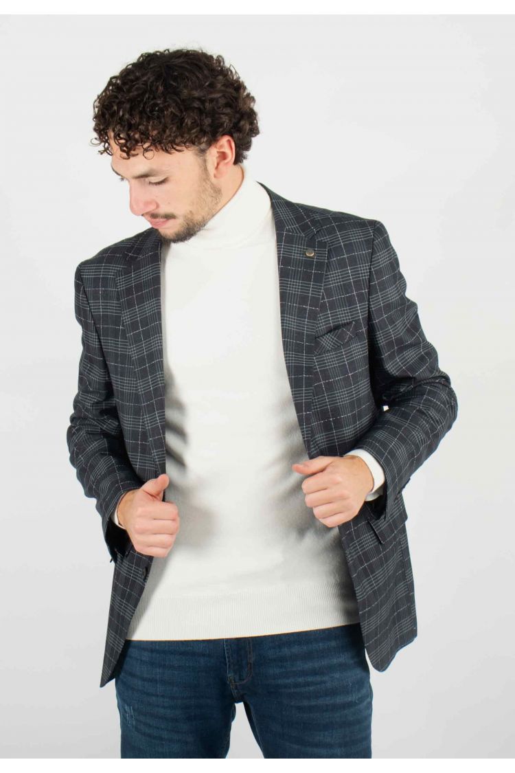 Veste de costume slim fit Noir à carreaux