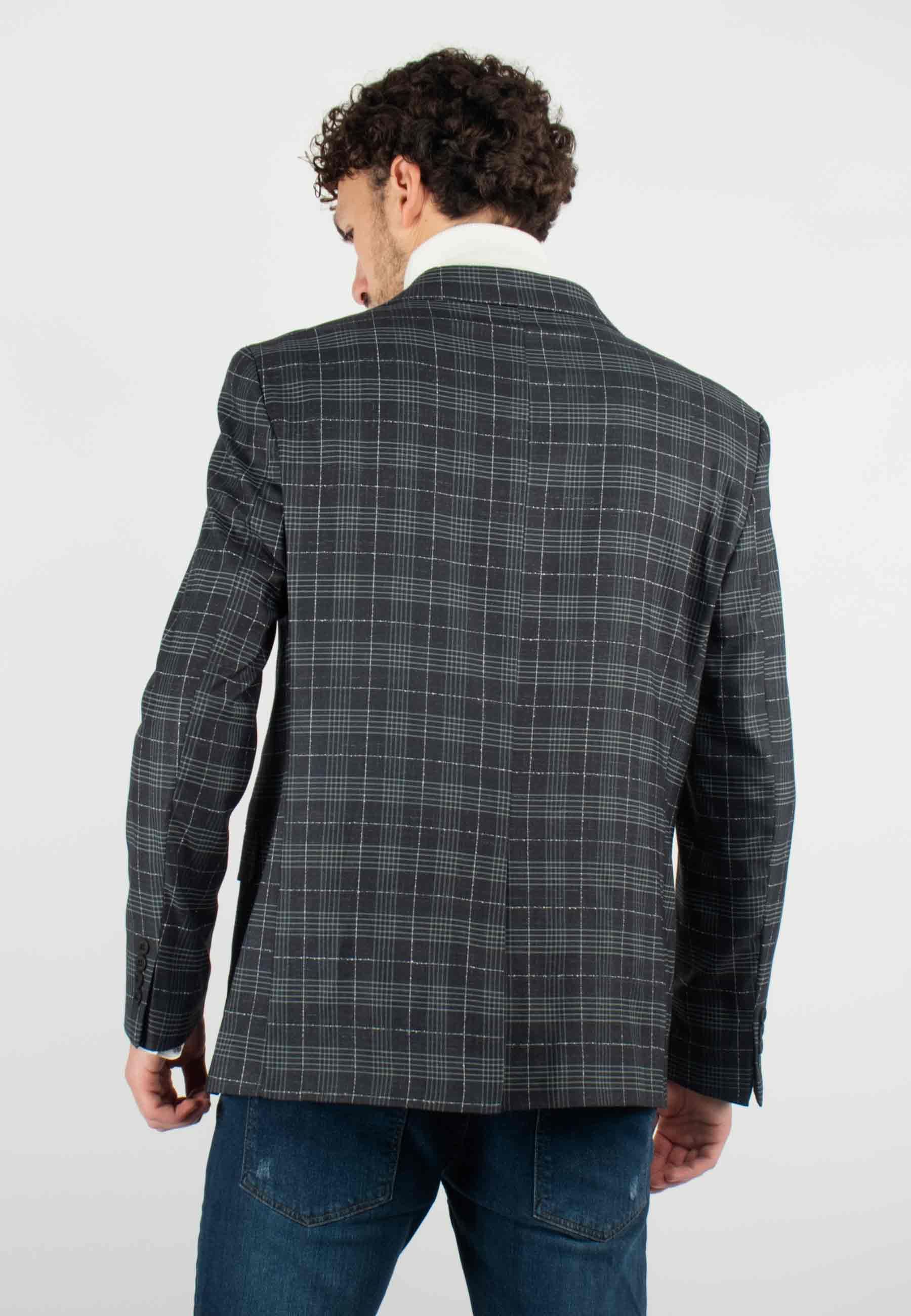 Veste de costume slim fit Noir à carreaux