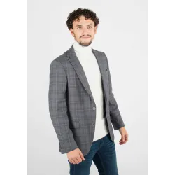 Veste de costume gris à grands carreaux
