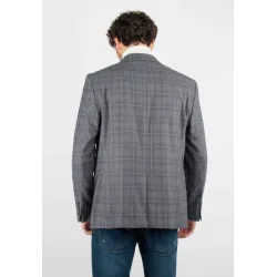 Veste de costume gris à grands carreaux
