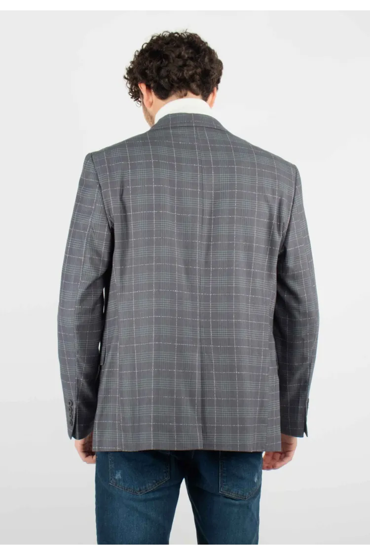 Veste de costume gris à grands carreaux