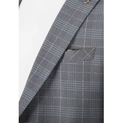 Veste de costume gris à grands carreaux