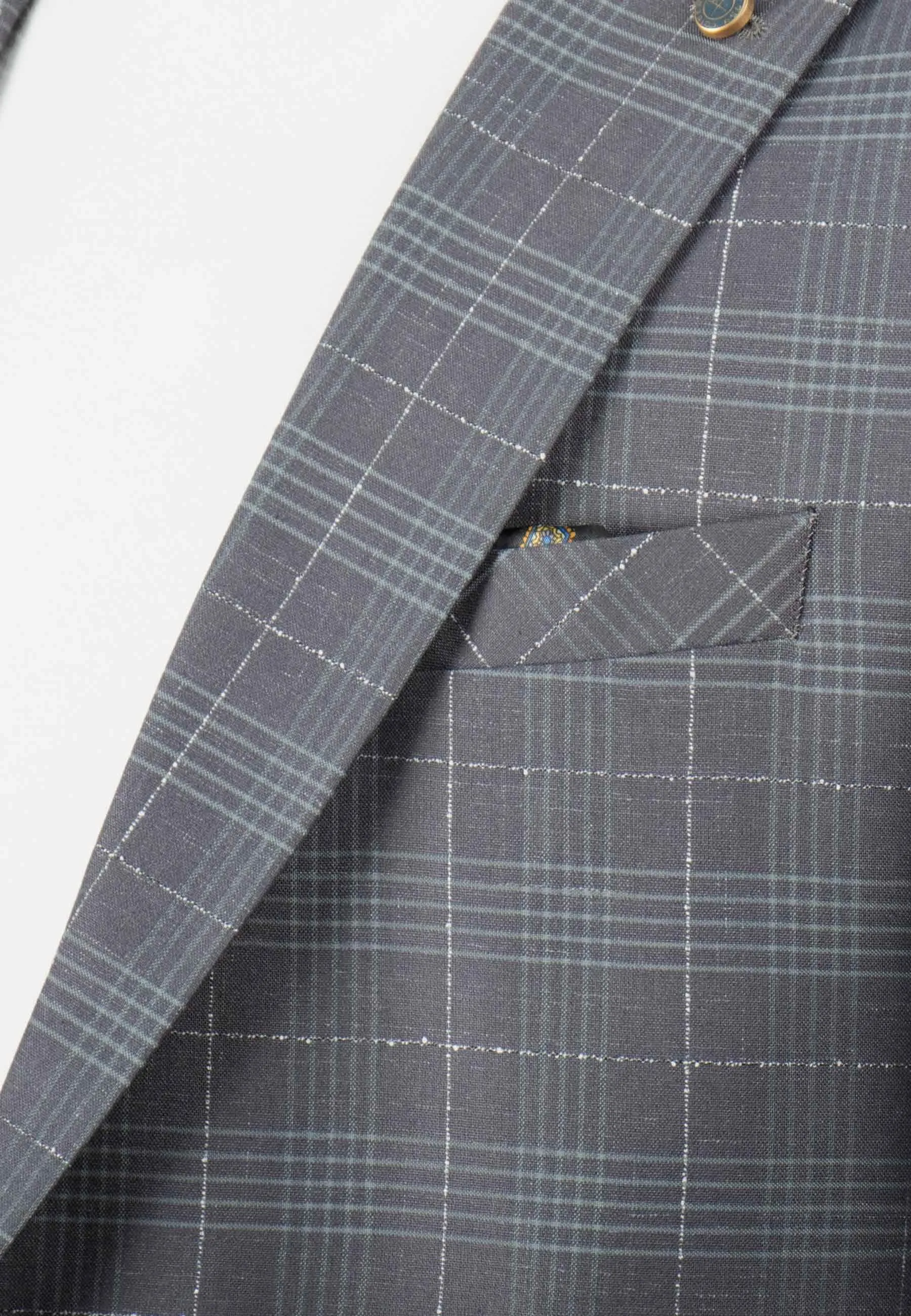 Veste de costume gris à grands carreaux