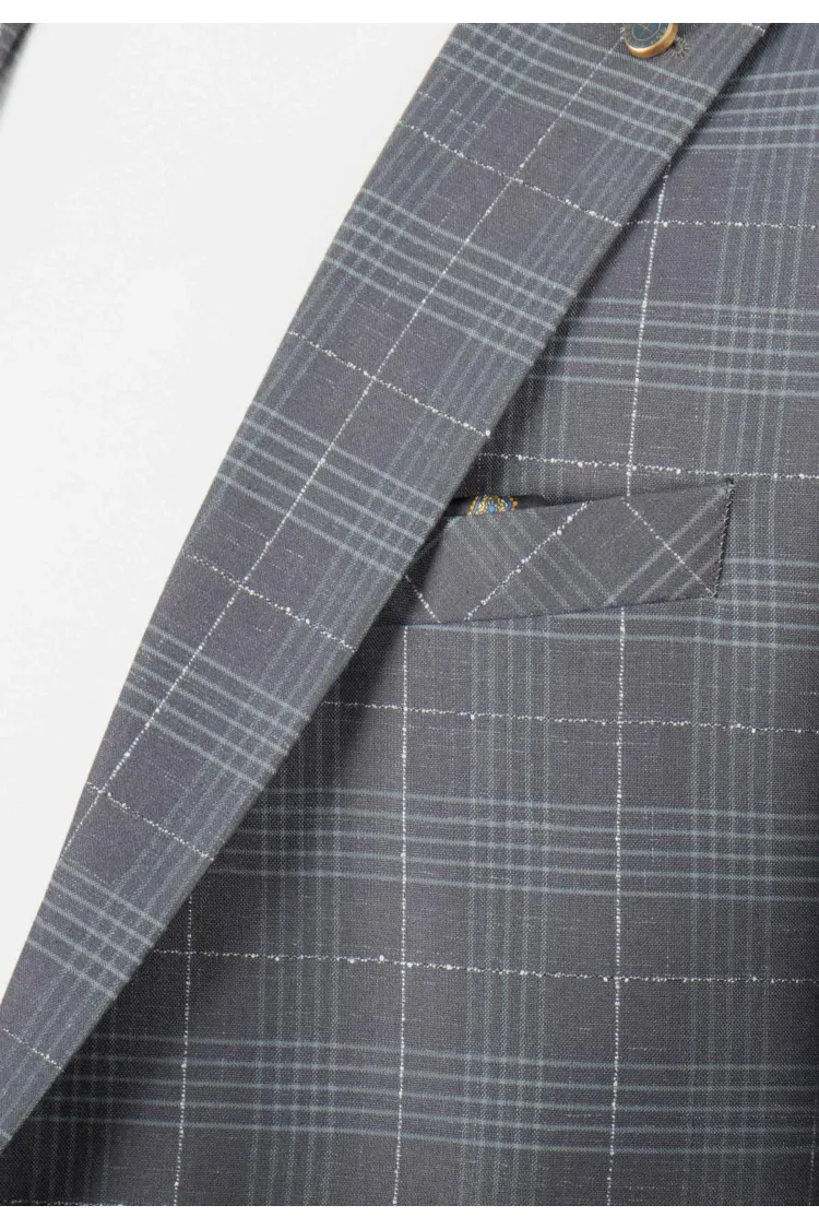 Veste de costume gris à grands carreaux