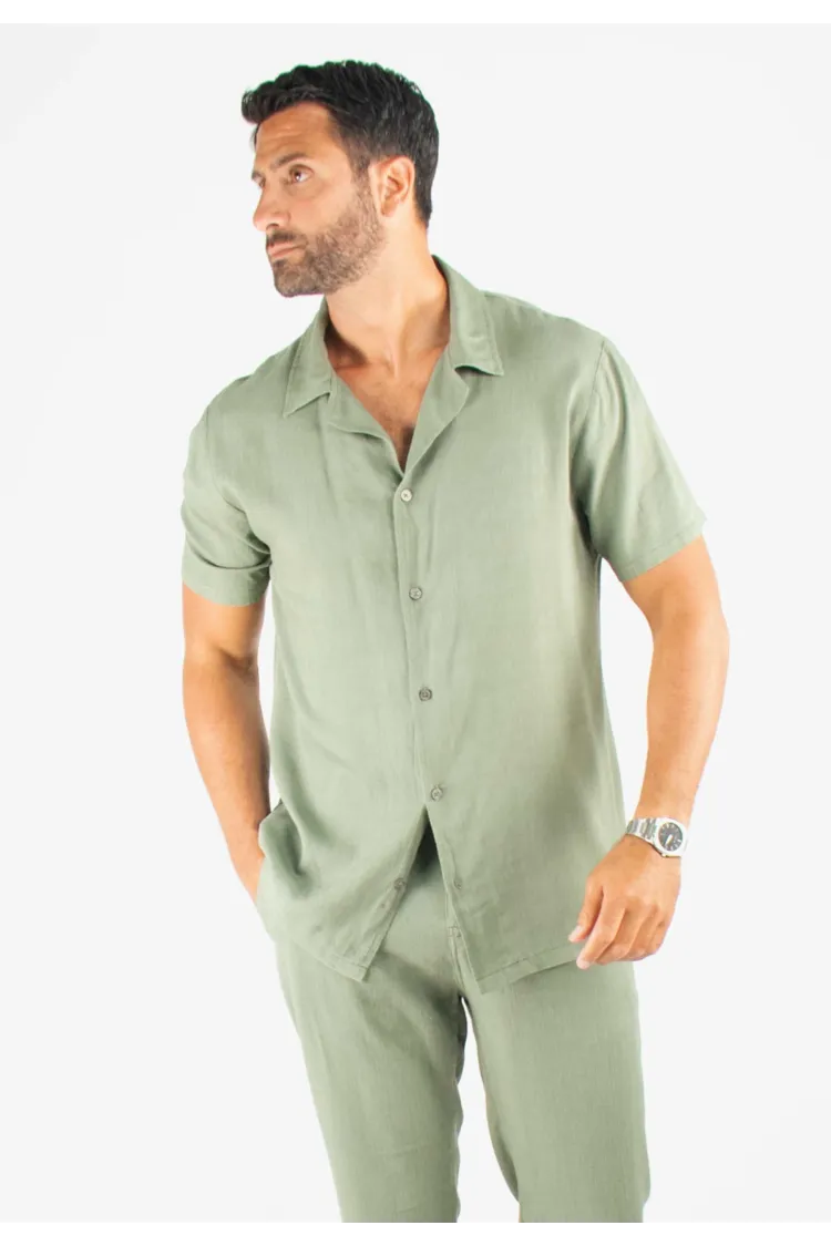 Chemisette Homme Viscose et Lin - kaki