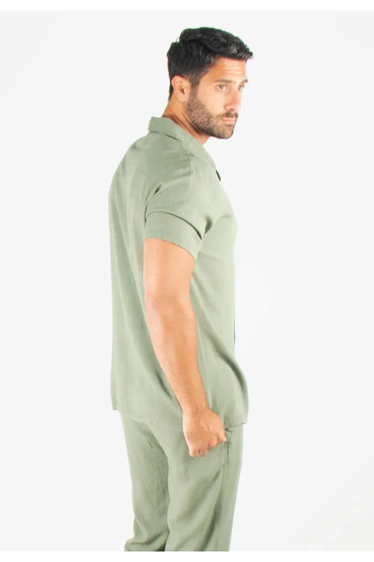 Chemisette Homme Viscose et Lin - kaki
