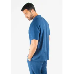 Chemisette Homme Viscose et Lin - Bleu Marine