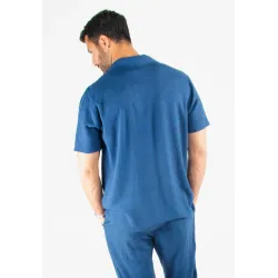 Chemisette Homme Viscose et Lin - Bleu Marine