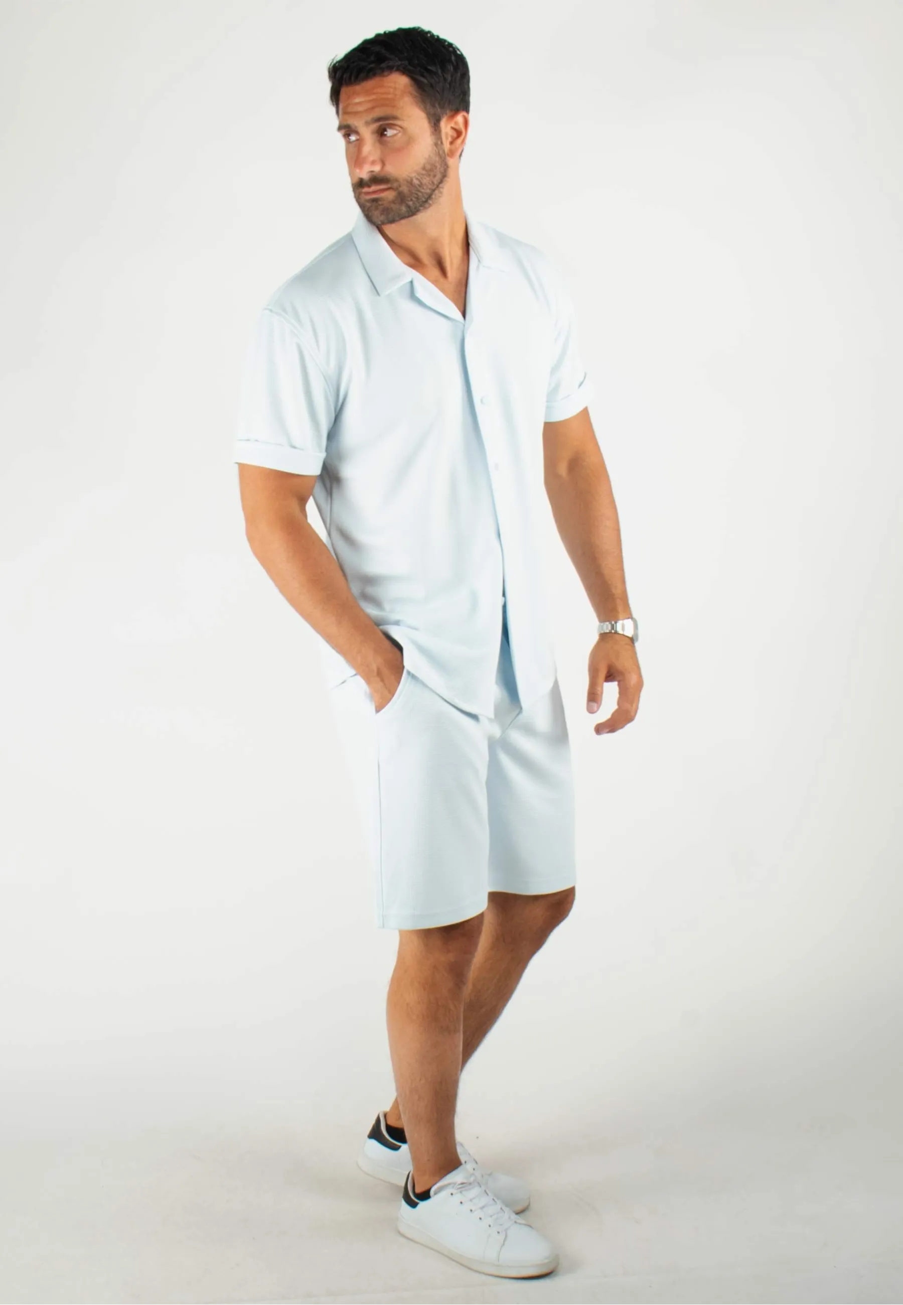 Ensemble Homme Chemisette et Short - Bleu ciel