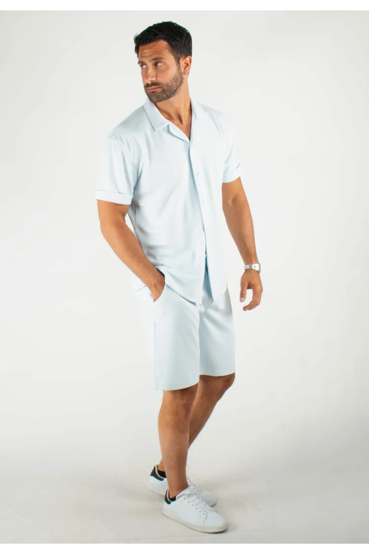 Ensemble Homme Chemisette et Short - Bleu ciel