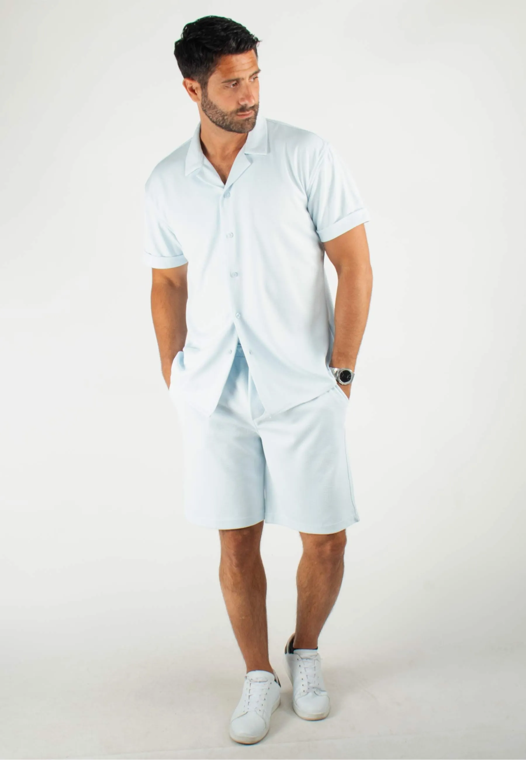 Ensemble Homme Chemisette et Short - Bleu ciel
