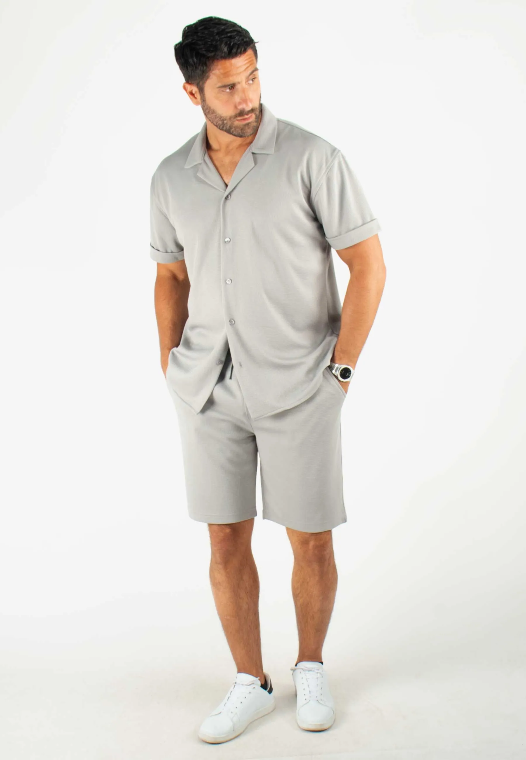 Ensemble Homme Chemisette et Short - Gris