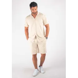 Ensemble Homme Chemisette et Short - Beige
