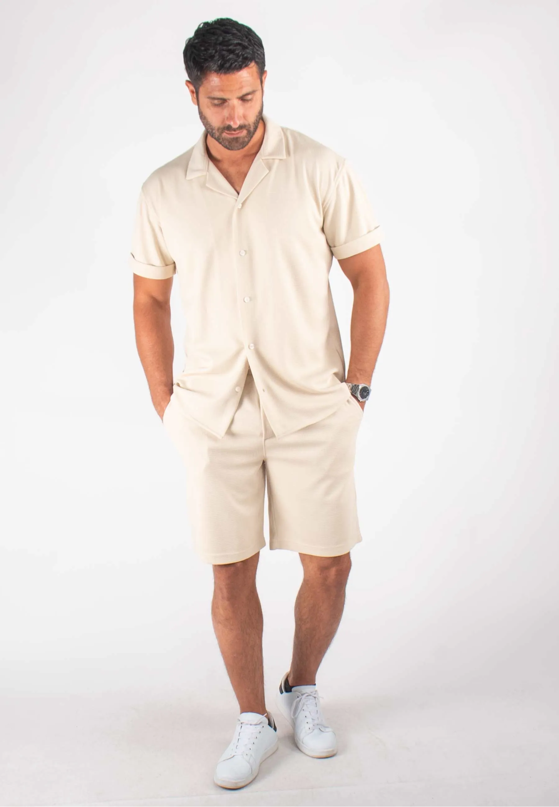 Ensemble Homme Chemisette et Short - Beige