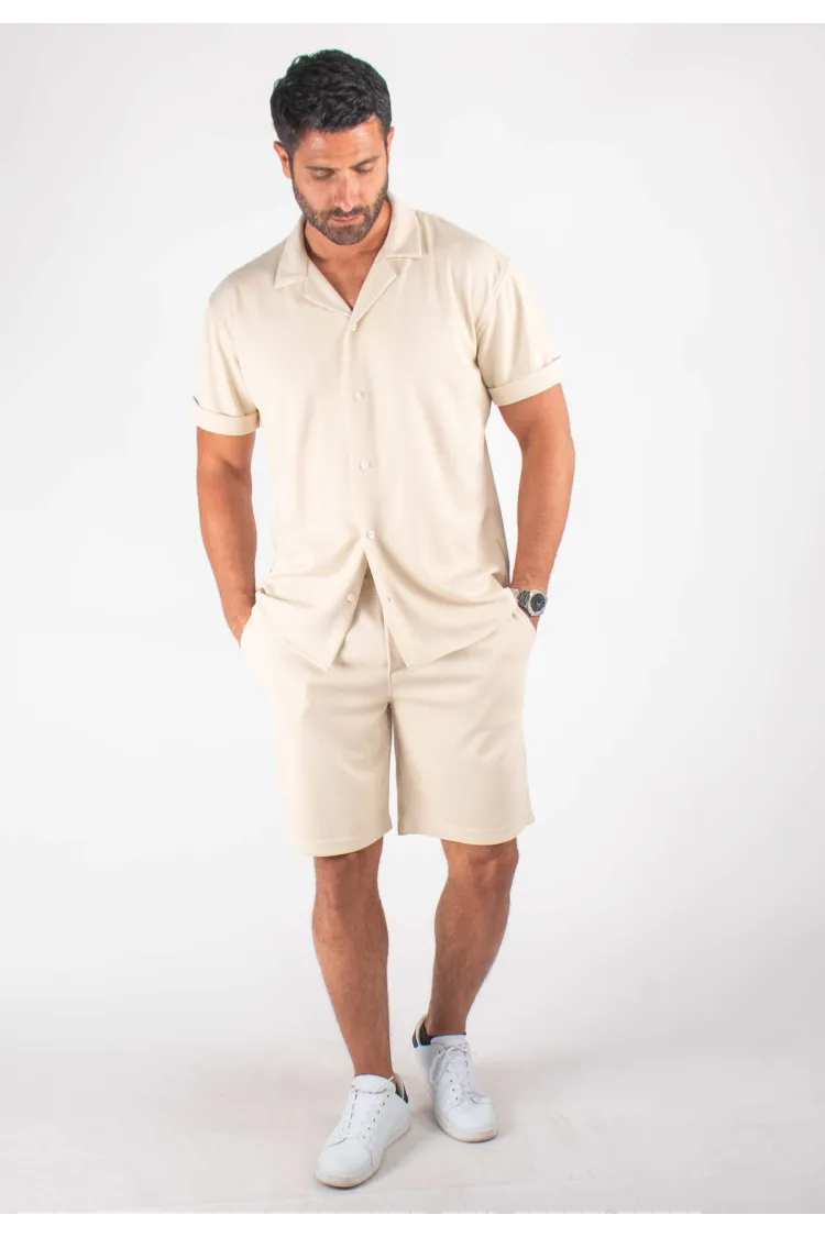 Ensemble Homme Chemisette et Short - Beige