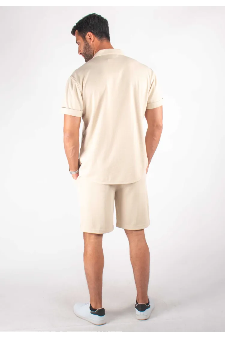 Ensemble Homme Chemisette et Short - Beige