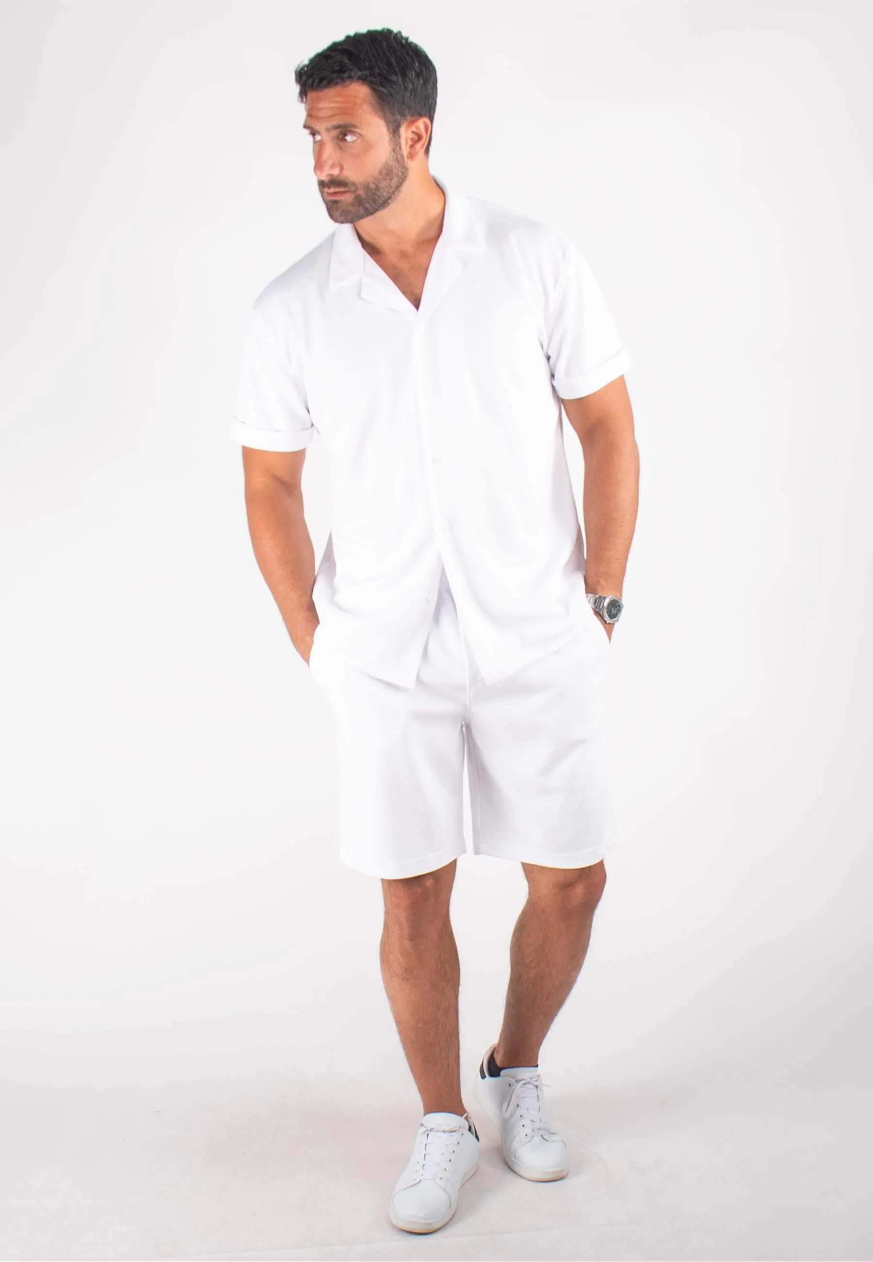 Ensemble Homme Chemisette et Short - Blanc