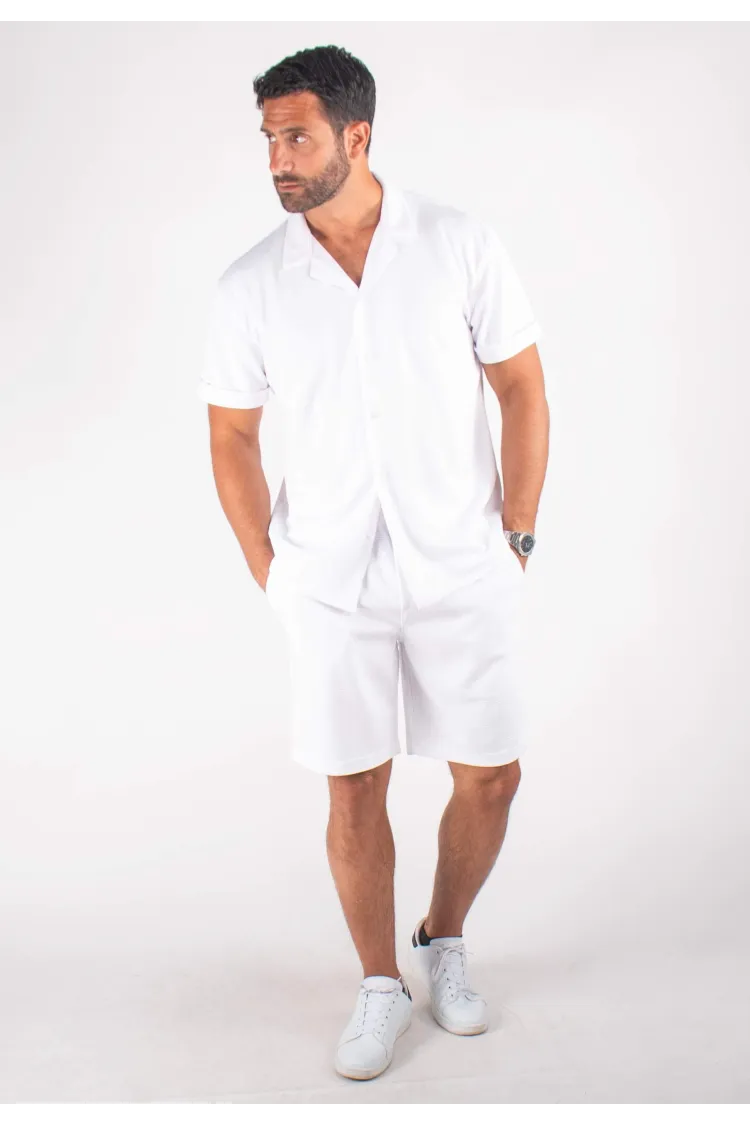 Ensemble Homme Chemisette et Short - Blanc