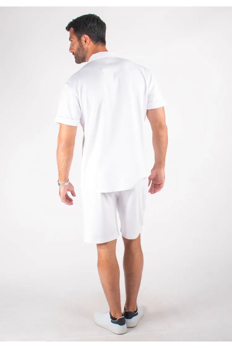 Ensemble Homme Chemisette et Short - Blanc