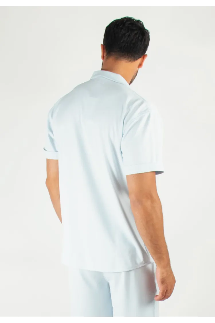 Chemisette Homme Bleu Ciel Texturée - Fraîcheur Été