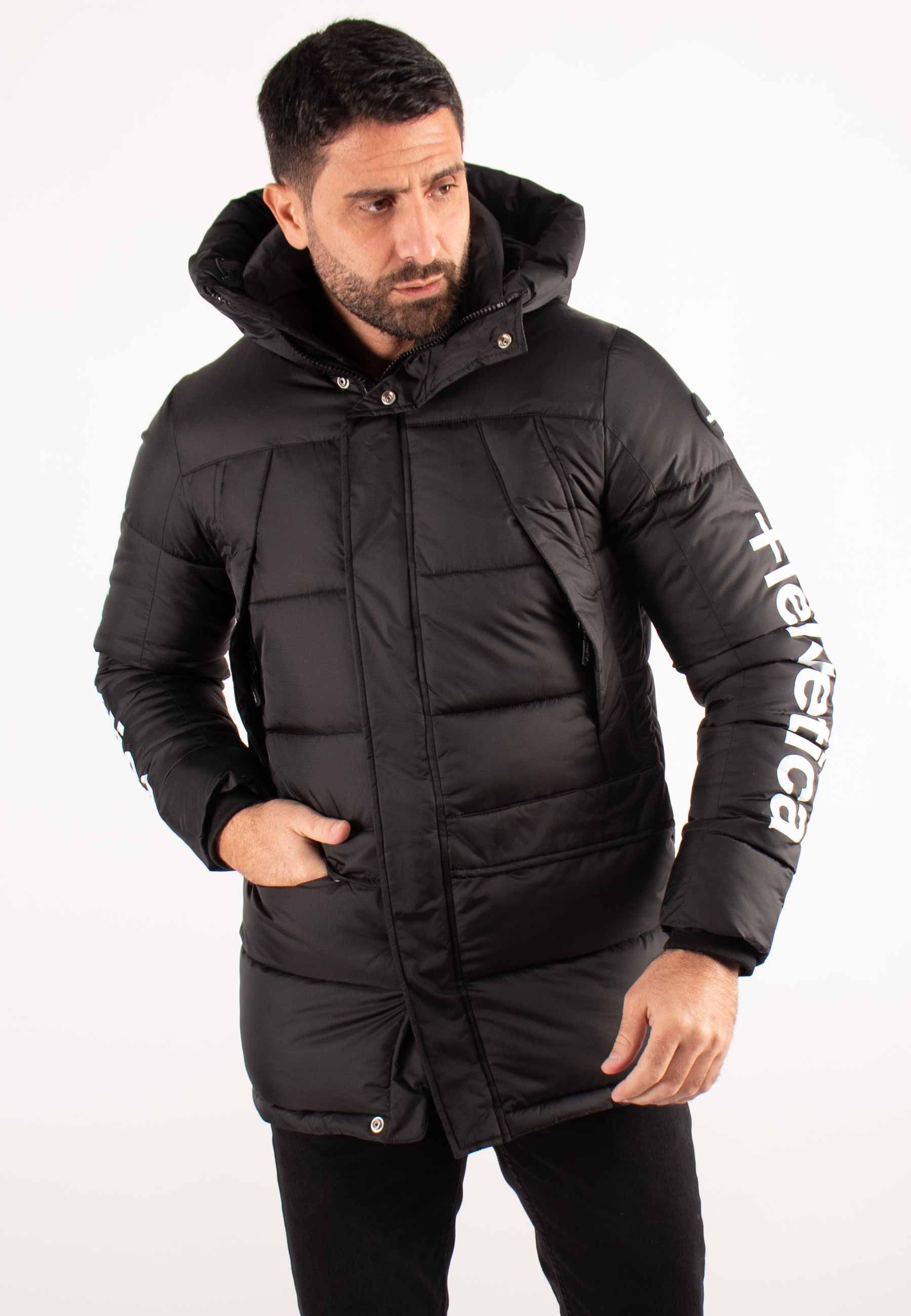 Doudoune Longue Homme Helvetica – Noir, Matelassée et Chaude
