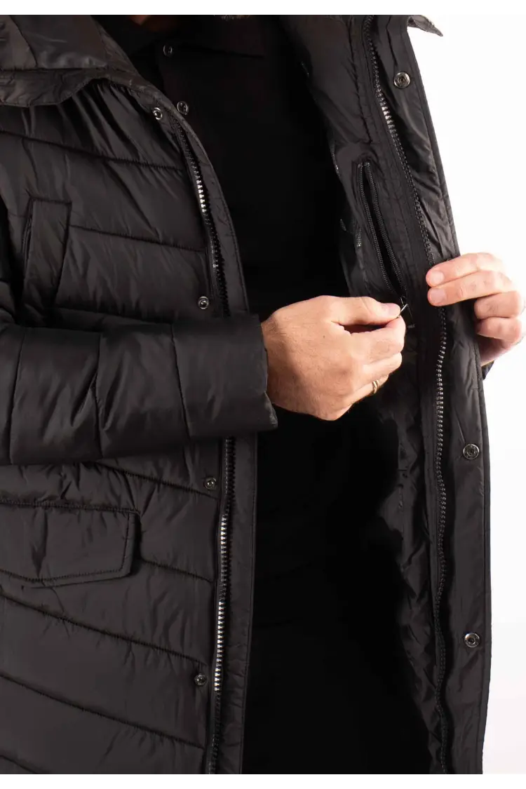 Doudoune Longue Homme Paragoose BARBER – Noir, Chaude et Capuche
