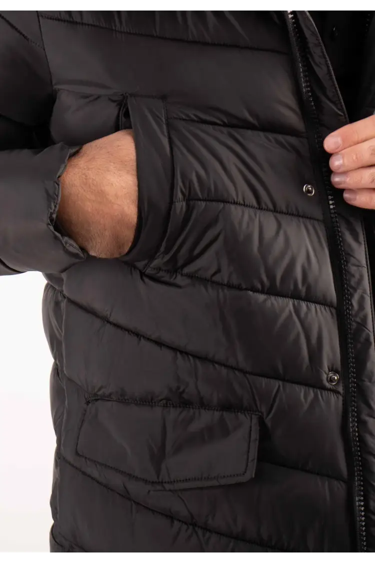 Doudoune Longue Homme Paragoose BARBER – Noir, Chaude et Capuche