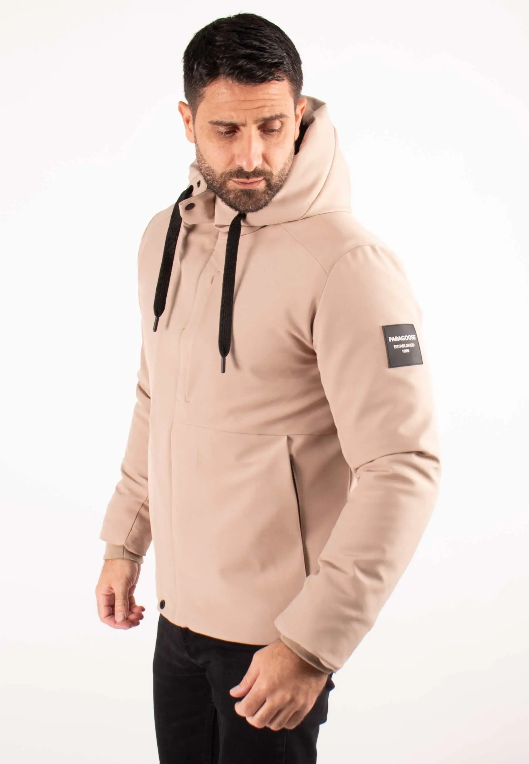 Doudoune Homme Paragoose STREAM – Beige, Moderne avec Cordons Contrastés
