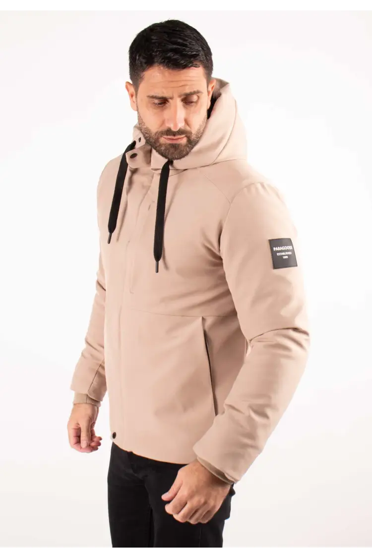 Doudoune Homme Paragoose STREAM – Beige, Moderne avec Cordons Contrastés
