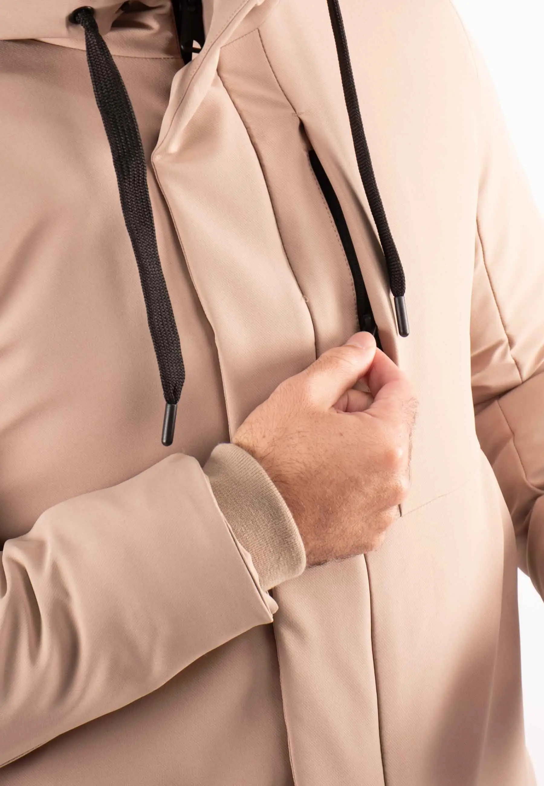 Doudoune Homme Paragoose STREAM – Beige, Moderne avec Cordons Contrastés