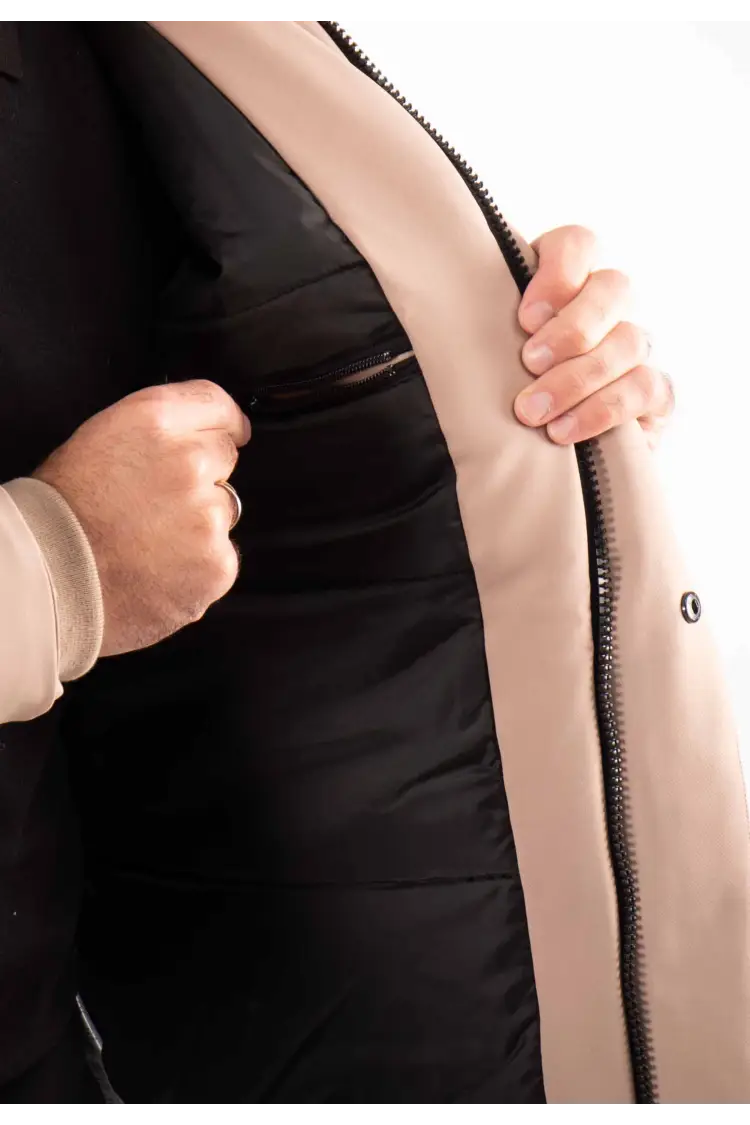 Doudoune Homme Paragoose STREAM – Beige, Moderne avec Cordons Contrastés