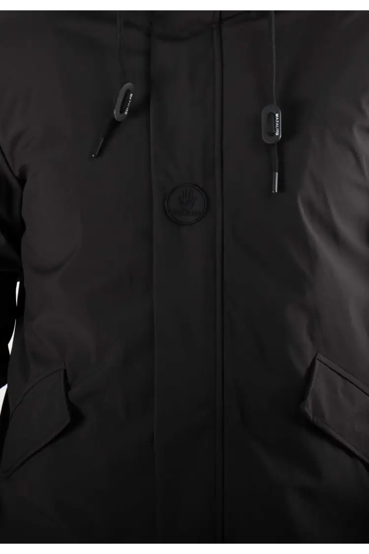 Parka Mi-Longue Homme Mazalito – Noir, Minimaliste et Élégante